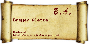 Breyer Aletta névjegykártya